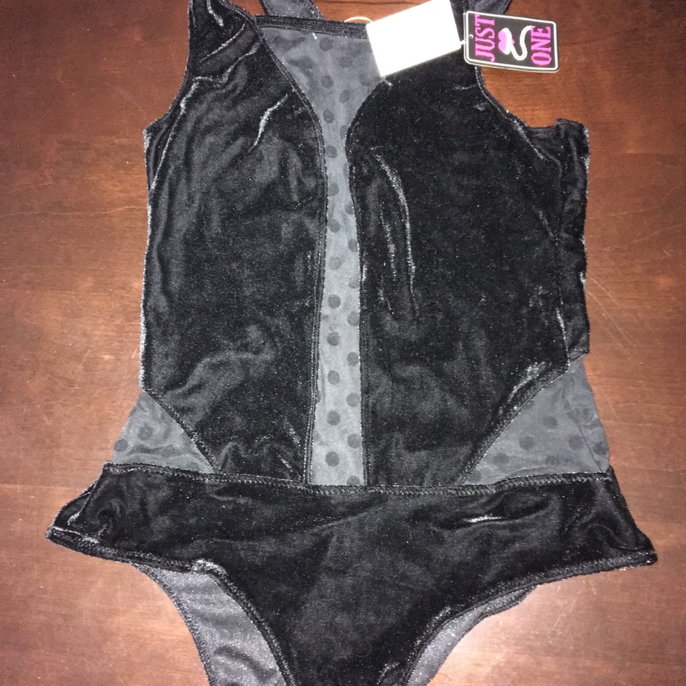 Black velvet bodysuit